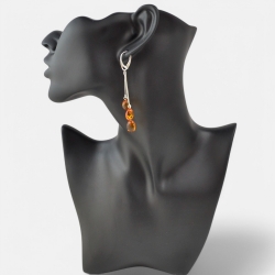 Baltic amber drop earrings cognac color